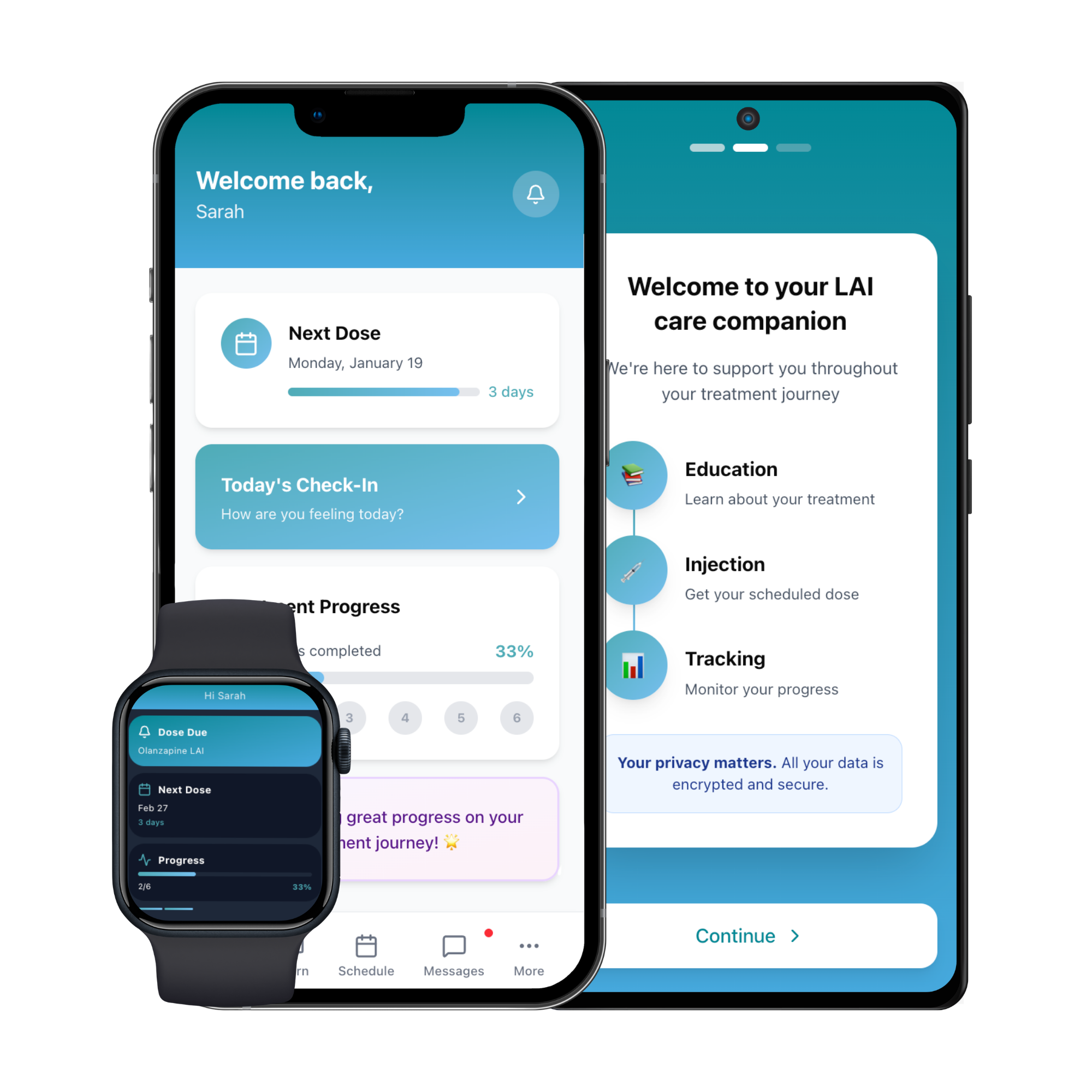 CoreyPatient app on phone and Apple Watch